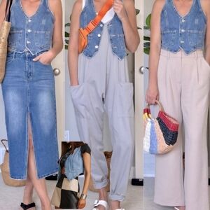 #472 🛑36 S,M,L  Fabulous BOHO Jeans Buttoned Vest Top  Jacket